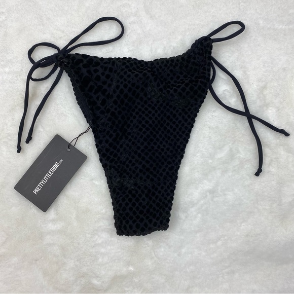 NWT Pretty Little Thing Black Devore Bikini Bottoms - Picture 10 of 10